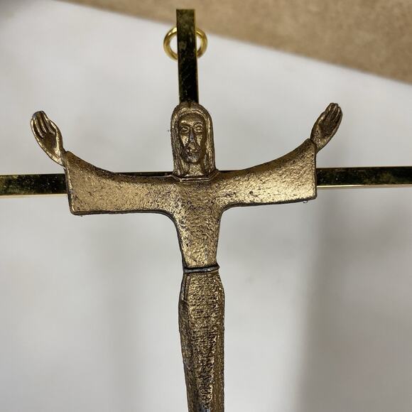Vintage Jesus Christ Processional Crucifix Cross Religious Wall Hanging 10” Tall - Picture 3 of 9